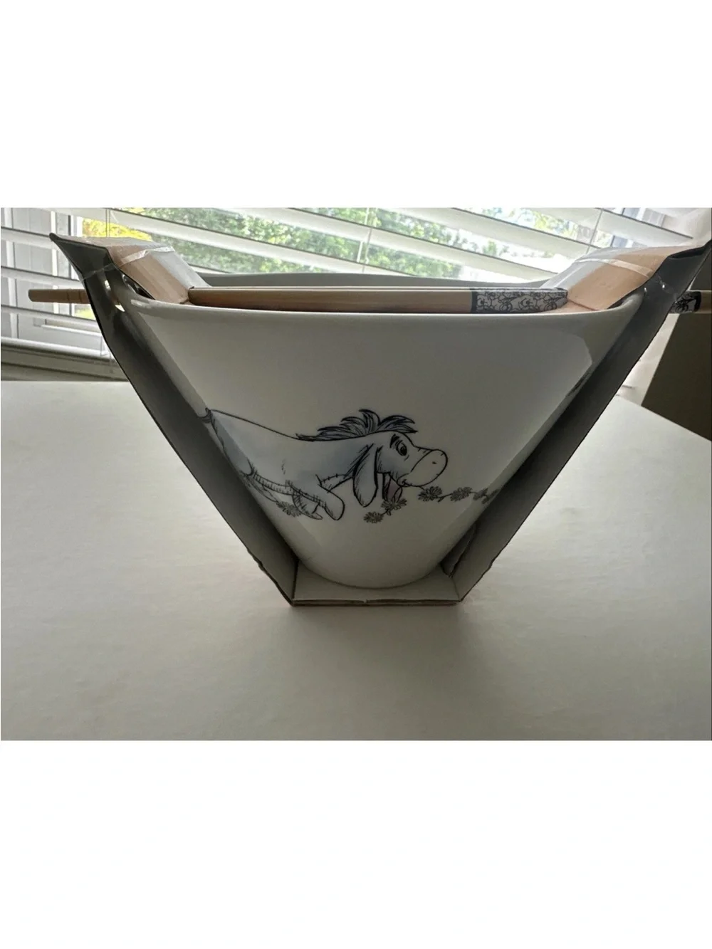 Disney White Eeyore Ceramic Serving Bowl with Chopsticks